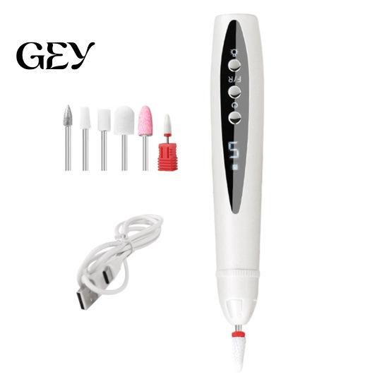 Electric Nail File 2-In-1 Drill with 5 Bits, 5-Speed Cordless Manicure Accessories UV LED Lamp, USB Rechargeable Tool for Women Portable Polisher