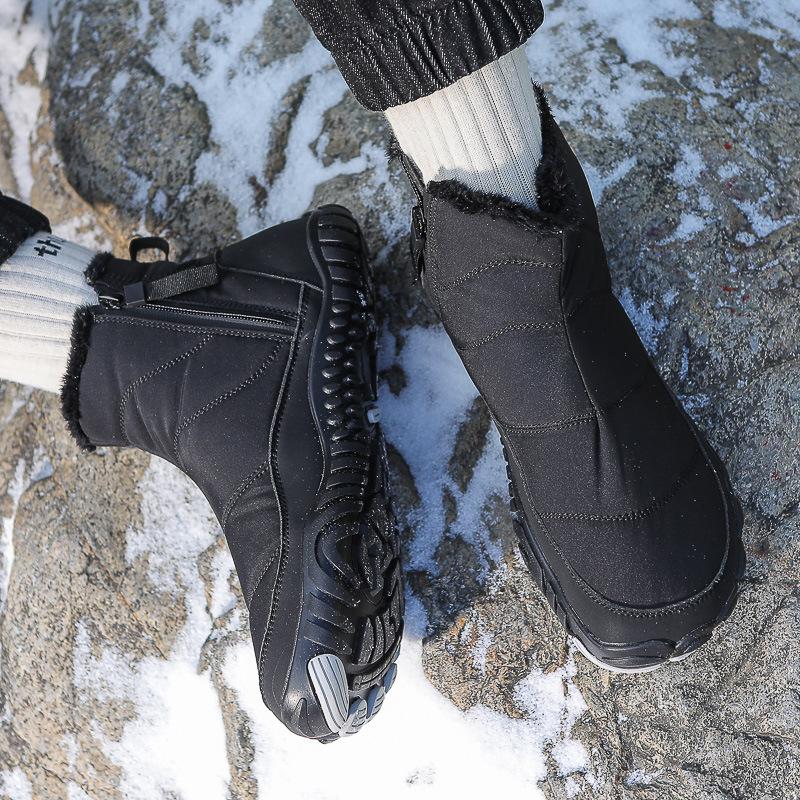 Damen Warme Futter aus Kunstfell Wasserdicht Rutschfest Reißverschluss Knöchel Schneestiefel Outdoor Wandern Spazierengehen Winterstiefel