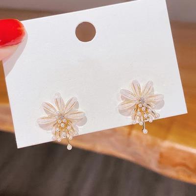 Blume Perle Quaste Drop Ohrringe Für Frau Schmuck Party Zubehör