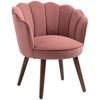 Armchair Living Room Lounge Chair In Shell Shape, Relax Chair with Wooden Legs, Upholstered Armchair Reading Chair with Velvet Look
