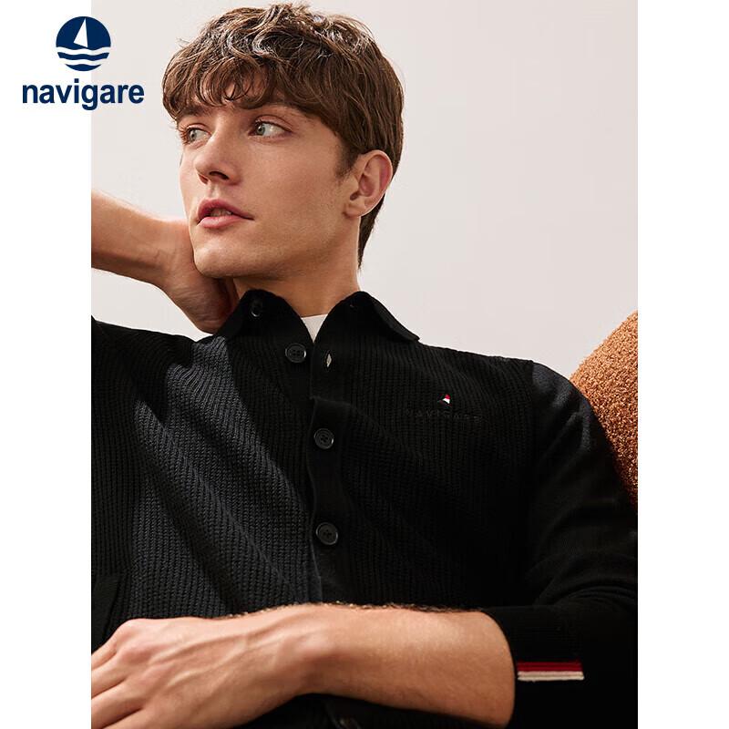 Navigare Men's Full Wool Lapel Knitted Cardigan Sweater 1344094502