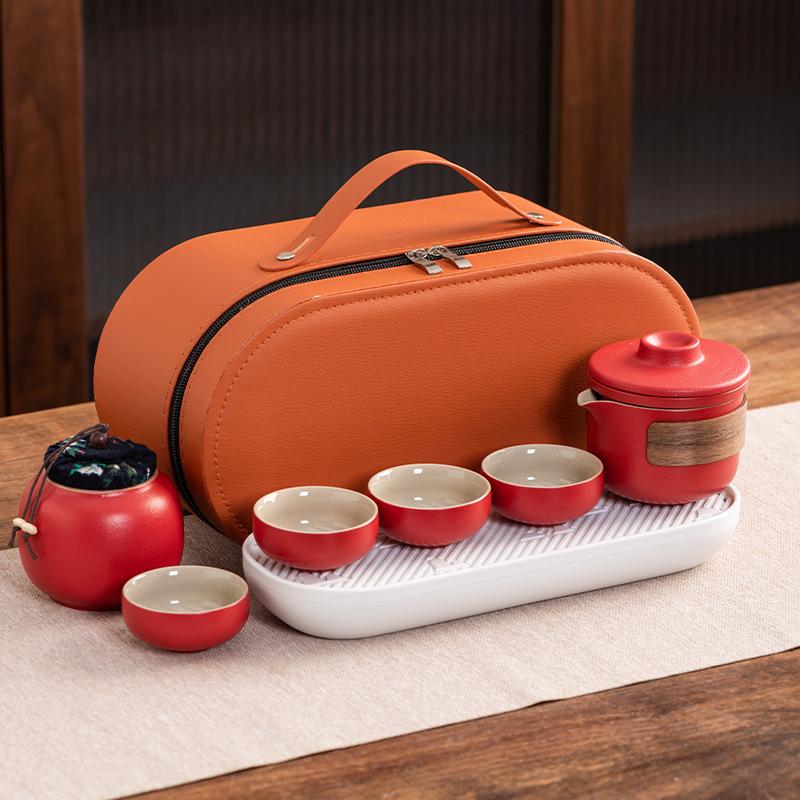 Travel tea set Ceramic express cup Portable one pot two cups Company business gifts Holiday souvenirs