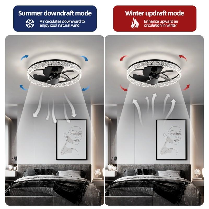 20 Inchs Living Room Luxury Style Ceiling Fan Adjustable Brightness LED Ceiling Fan Lamp DC Motor Ceiling Fan With Light