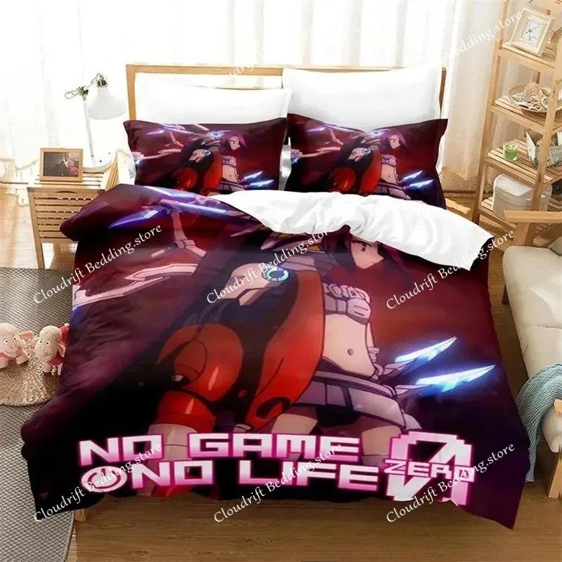 3D Аниме Постельное Белье No Game No Life, Пододеяльник Одеяло Комплект для Кровати Покрывало Наволочка, Размер Кинг Квин Твин для Мальчиков Девочек Взрослых