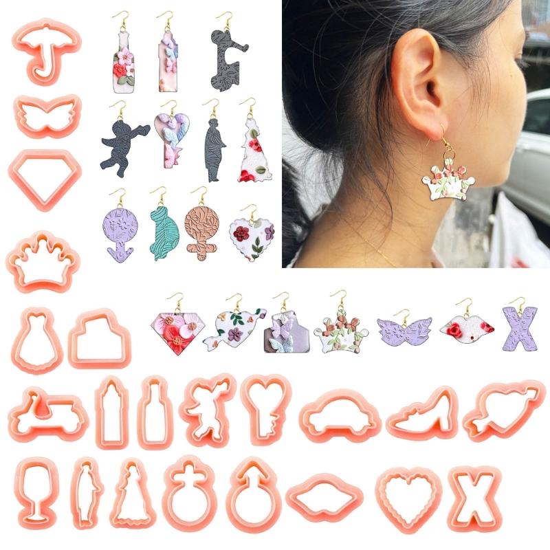 1Set Clay Earring Making Kits with Plastic Cutters Clay Tools and Earring Accessories for Clay Earrings Jewelry Making