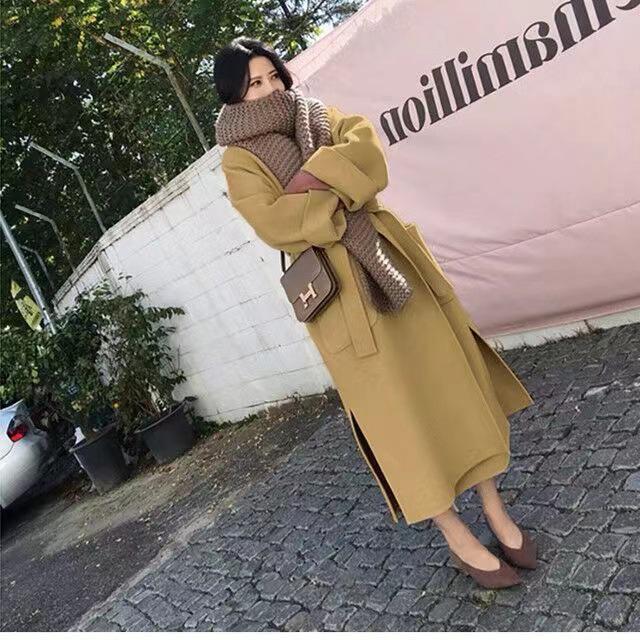 Hepburn-Style Mid-Length Double-Sided Wool Coat for Women - Autumn/Winter 2025 Korean Fashion