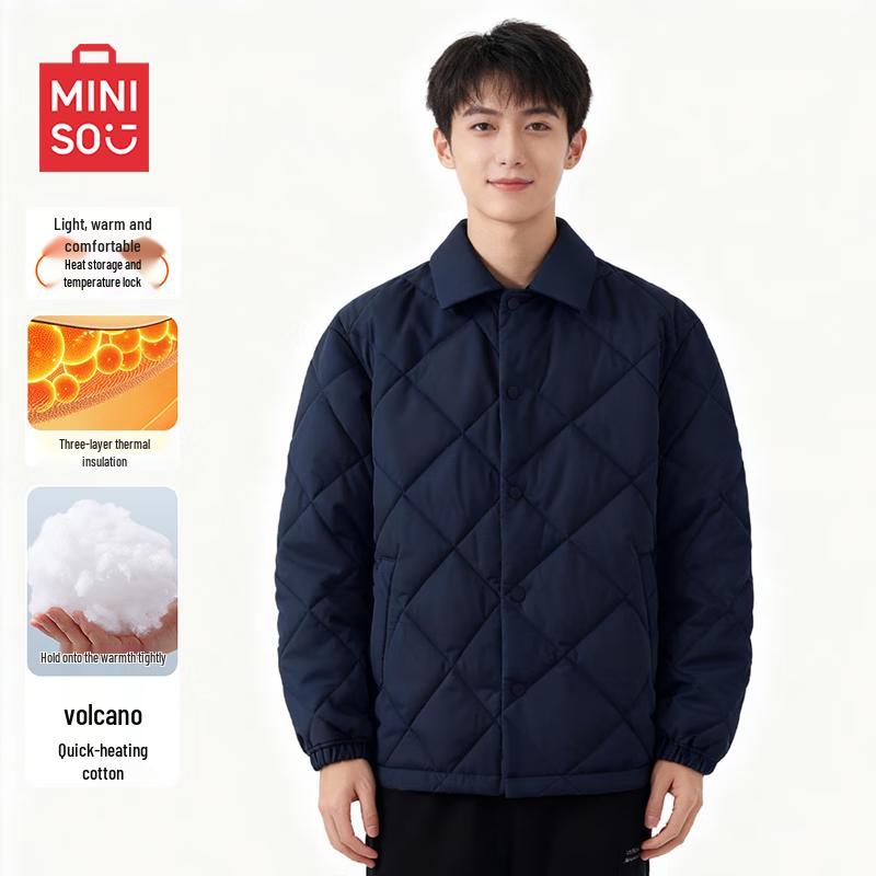 MINISO Men's Plush-Lined Winter Lapel Jacket