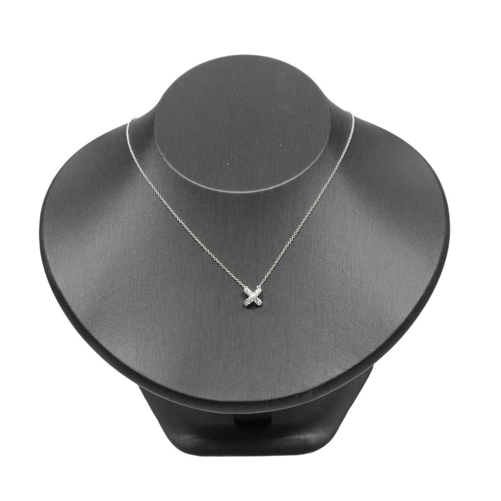 TIFFANY&Co. Cross-stitch Necklace Pt950Platinum/diamond 3.85g Women Used