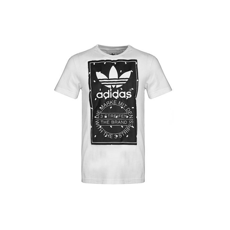 adidas originals Label Tee Logo Printing Sports Short Sleeve White Men s CZ1763 M