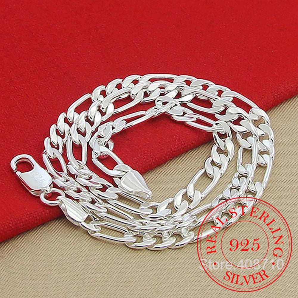 925er Sterlingsilber 6mm/8mm Kette Seitwärts Halskette Mann Frau Senior Luxus Schmuck Statement Halskette