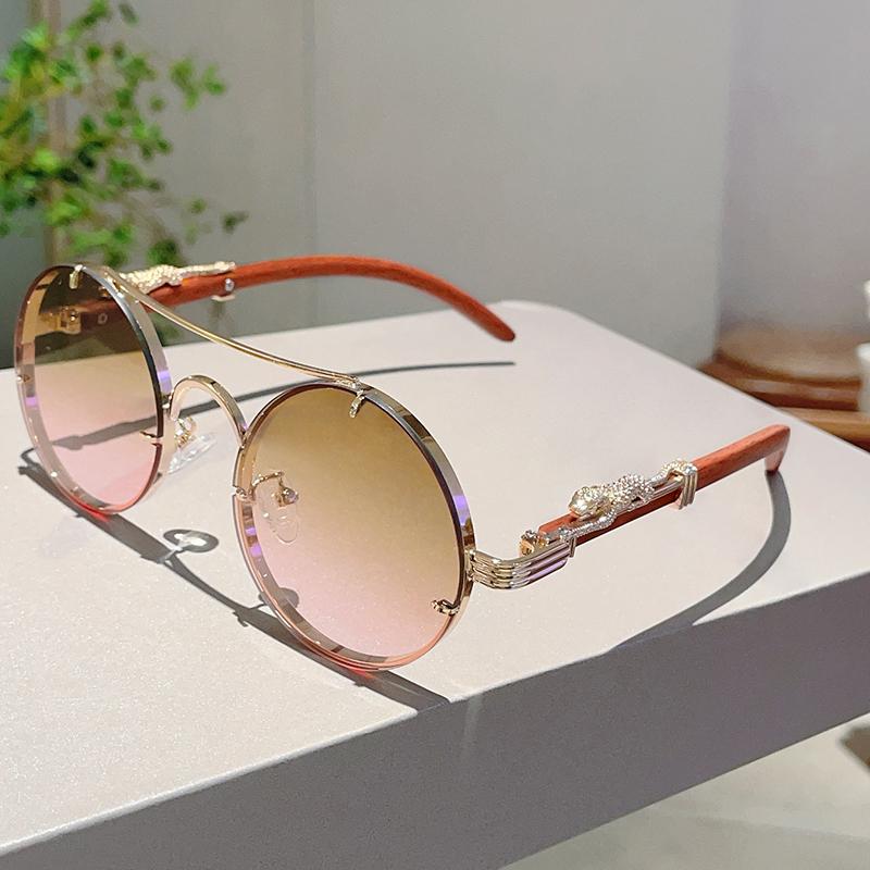 Vintage Round Sunglasses New in Fashion Oversized Gradient Multi-color Shades Trendy Luxury Brand Design Sun Glasses