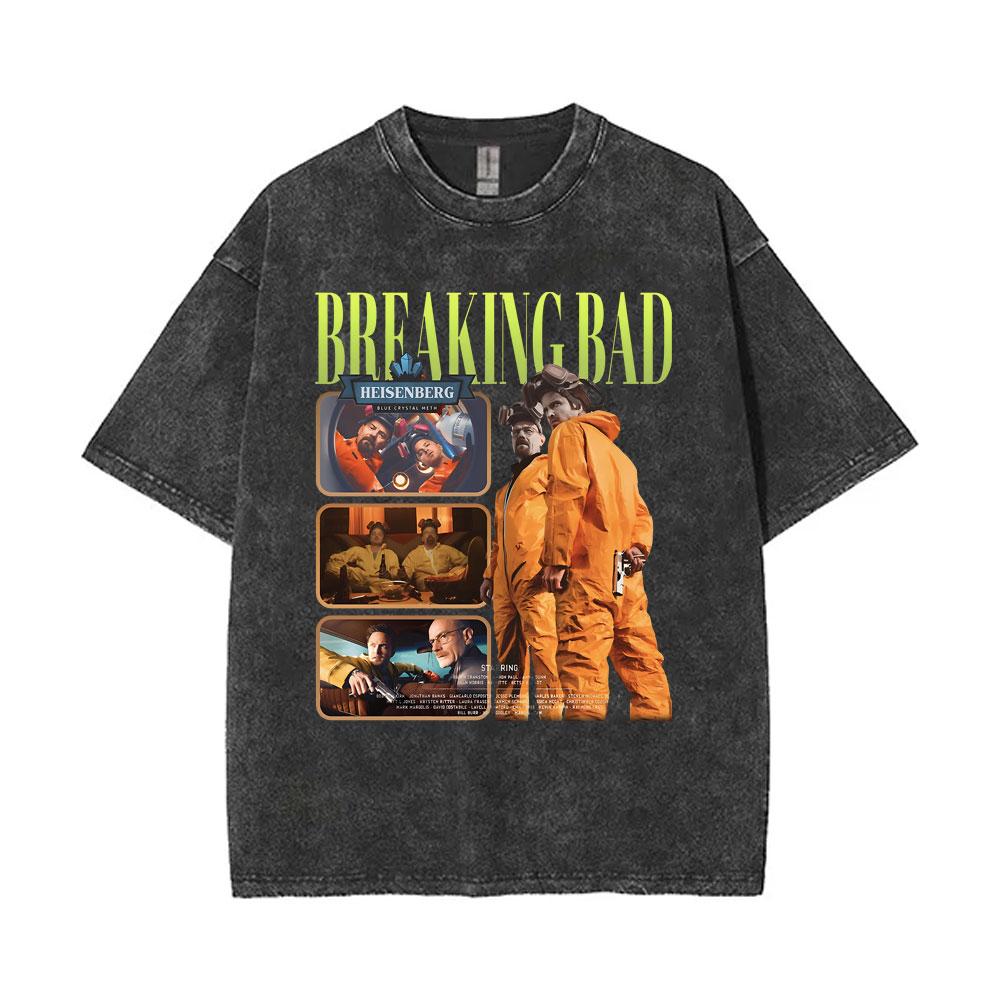 

Washed Vintage TV Show Fan Breaking Bad Walter White Heisenberg Cat Funny Meme Tshirts Mens Women Cotton Oversized T Shirts S