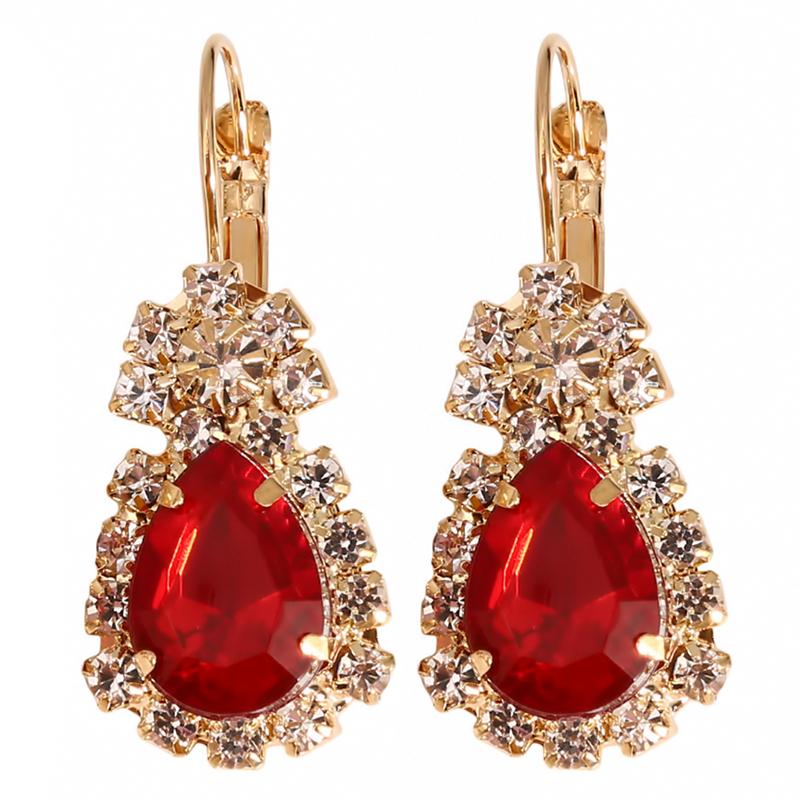European and American Women Fashion Personality Water Drop Necklace Earrings Ring Set Shiny Bridal Jewelry