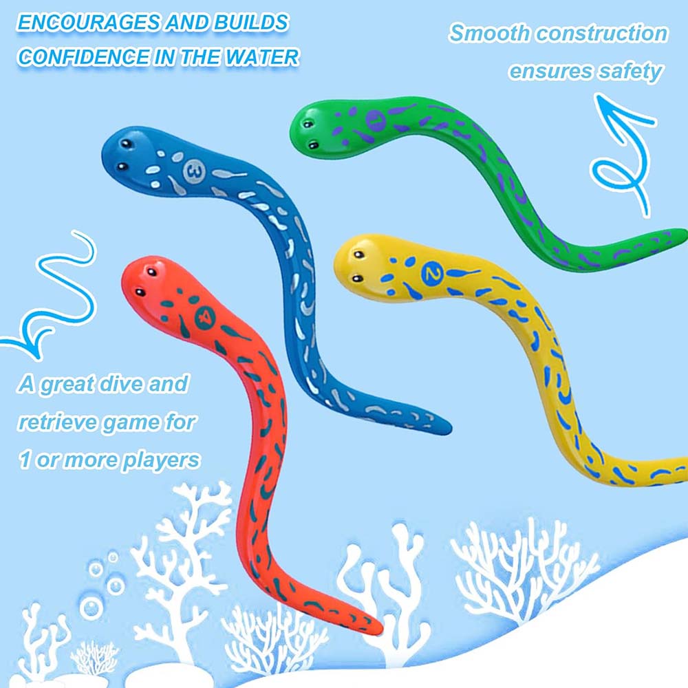 4 Pcs Summer Fun Swimming Pool Dive Toy Snake For Children'S Gifts