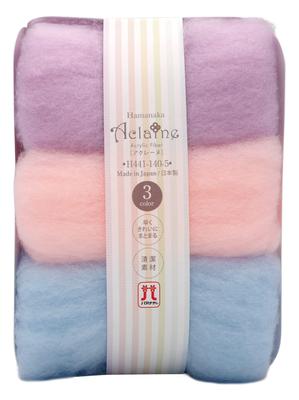 Hamanaka Aclaine Wool Felt, 3-Color Set (Approx. 8g Each) - Purple, Pink, and Light Blue, H441-140-5