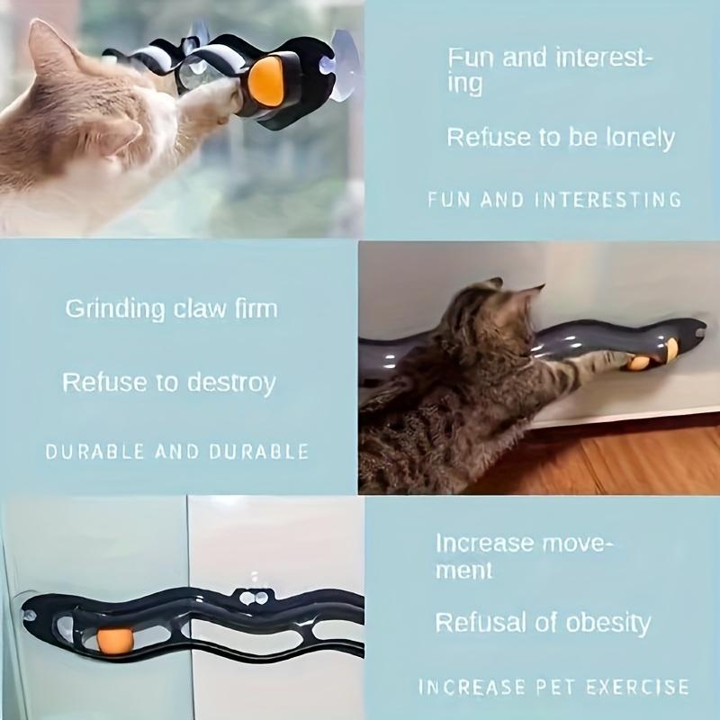 1pc Cat Toys Interactive Cat and Dog Suction ball toys Plastic Wavy Roller with Balls fun animal toys perfect window sills and furniture, cat toys