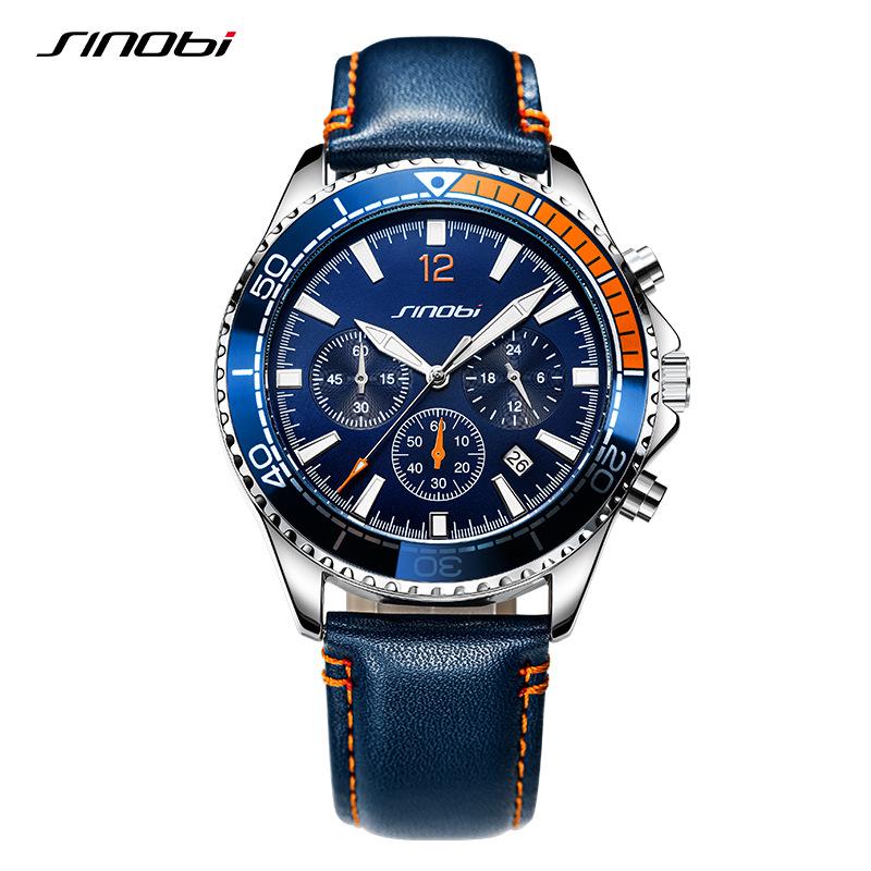 Sinobi Men s 9866 Quartz Watch with Orange Strap - Waterproof Multifunctional Wristwatch