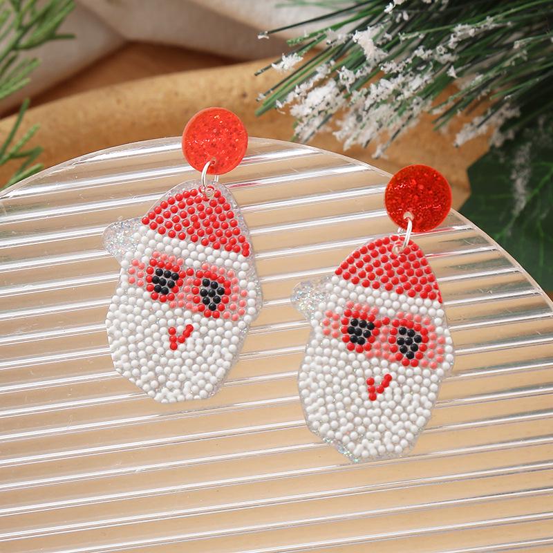 European & American Christmas Teardrop Earrings - Santa, Tree & Reindeer Acrylic Dangles For Women