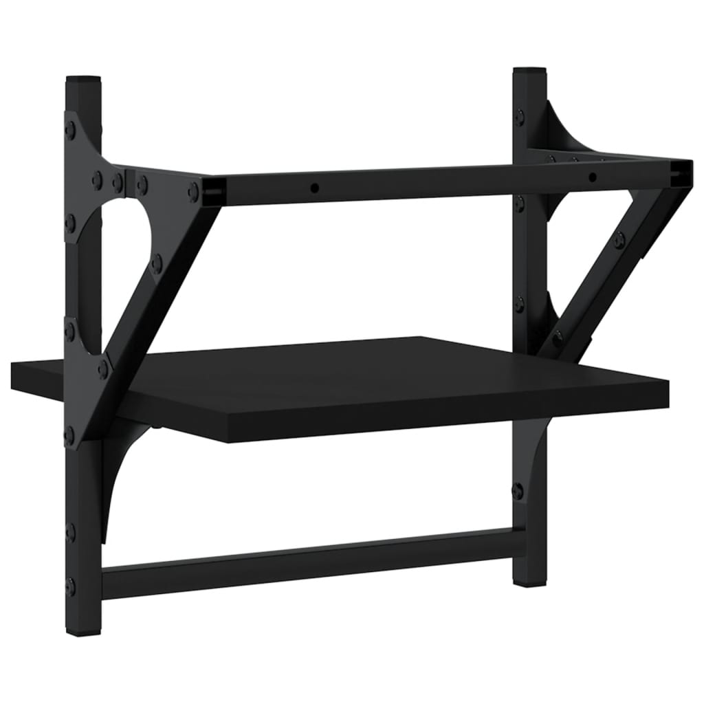 Wall Shelves with Rods 2 pcs Black 30 x 25 x 30 cm