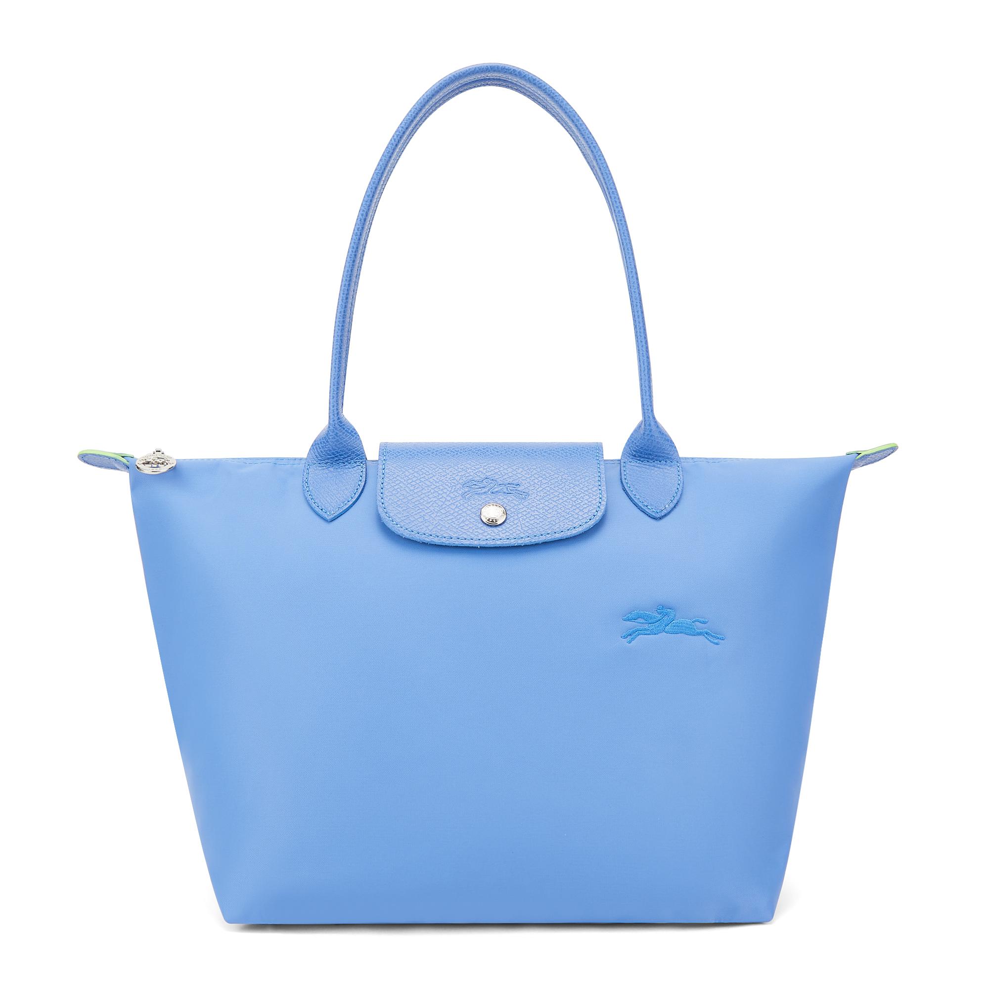Longchamp Snap Zipper Closure Canvas Tote Shopping Bag Women Tote Blue 1899919P82 Basic Set (Bag)