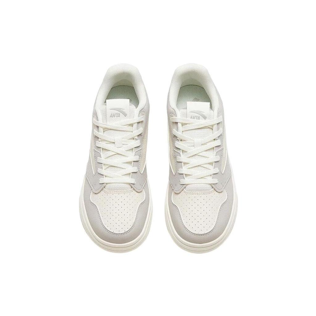 Anta Textile, Synthetic Leather Fashion Slip Resistant Abrasion Resistant Low top Skateboard Shoes Men's Gray White 912318016-6
