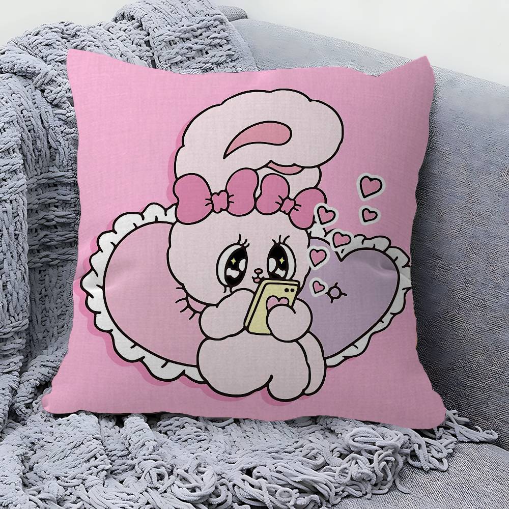 E-Esther Bunny Cartoon Cushion Cover Decorative Pillow Sofa Home Decor Case Pillow Cases