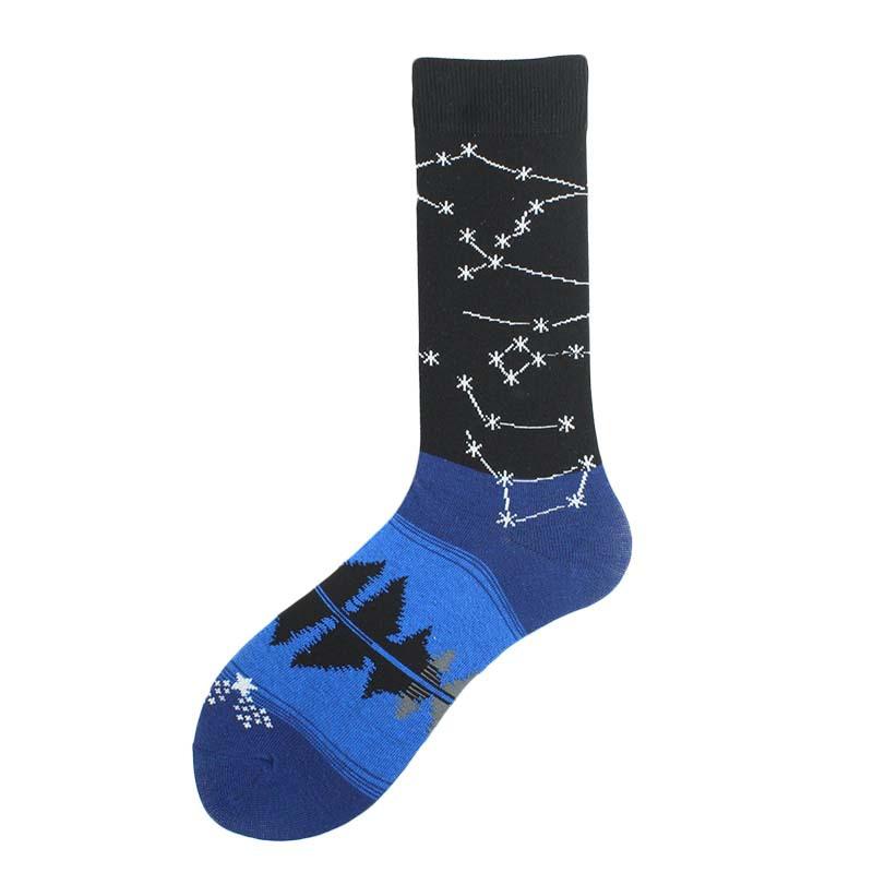 Happy Funny Unisex Painting UFO Astronaut Outer Space Rocket Men Crew Socks Male Boys Streetwear Cotton Causal Skateboard Sox