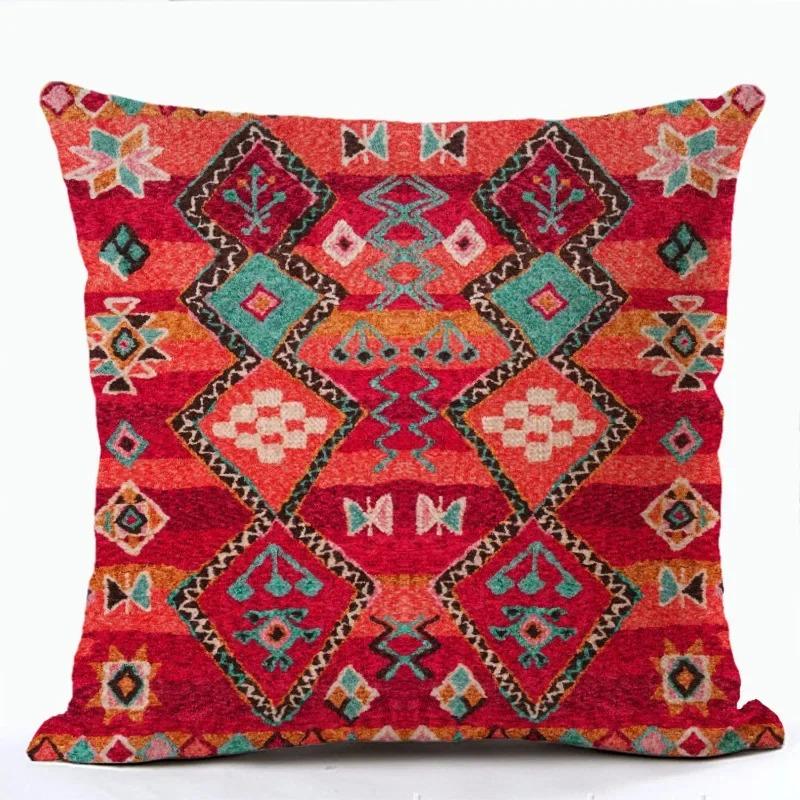 Vintage Kilim Cushion Cover Boho Ethnic Geometric Throw Pillowcase Peach Skin Decorative Pillow For Sofa Living Room Home Decor