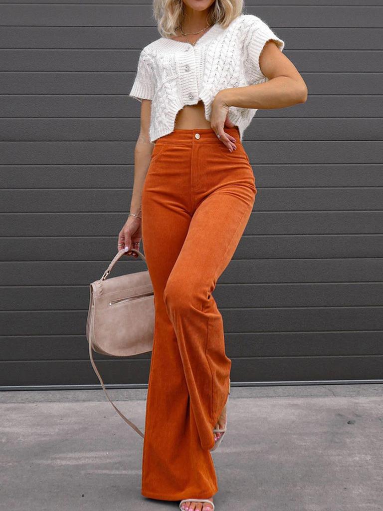 Corduroy Pants Women's Long Trousers Four Seasons Home Clothes Slim Fit Women's Bell Bottom Casual Pants Spot