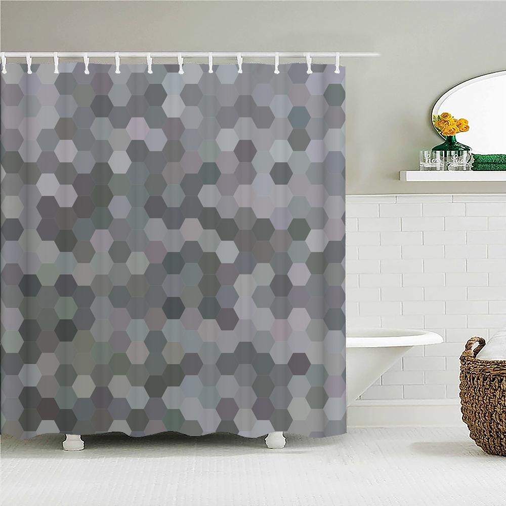 3d Bathroom Curtains Colorful Geometry Shower Curtains Waterproof Fabric With 12 Hooks Home Decor Washable Bath Screen