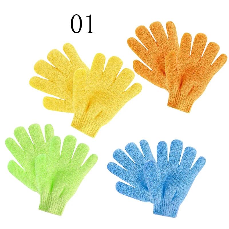 1-4pair Five Fingers Bath Gloves Household Shower Scrub Body Wash Children Home Supply Elastic Wipe Back Bathing Cleaning Gloves