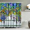 Stained Glass Shower Curtain Colorful Floral Pattern For Bathroom Decoration, Waterproof Fabric Material, Custom Size Available
