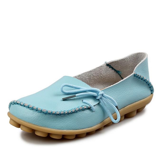Casual Women's Single Shoes, Mother Shoes, Flat-bottomed Peas Shoes, Nurse Shoes, Lace-up Tendon Low-top Shoes