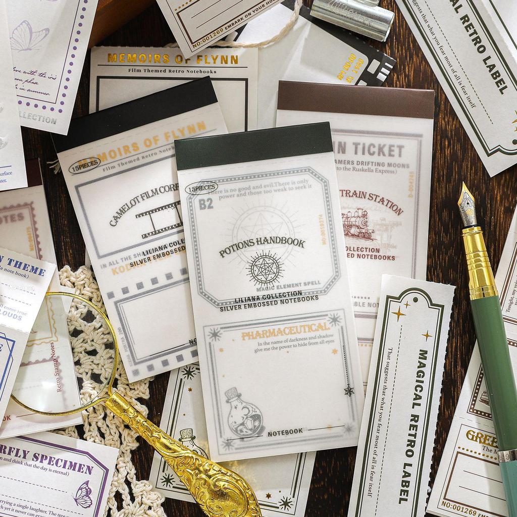 Paper Trace Liliana Collection: Hot Stamped Embossed Sticky Notes - 6 Styles for Journaling & Collage