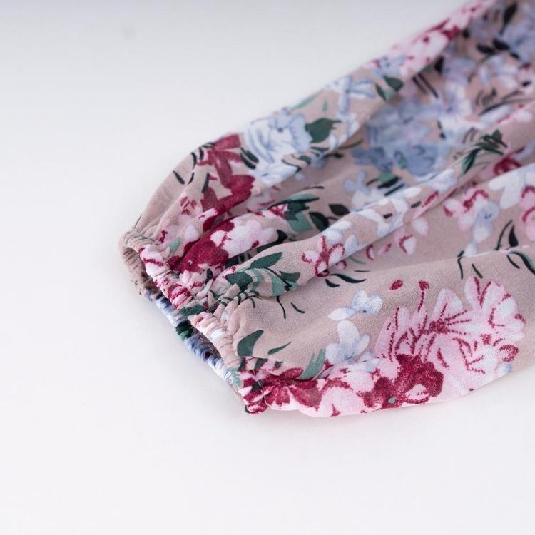 Floral Printed Casual Dress for Women Loose Fit O Neck All Match Long Sleeve
