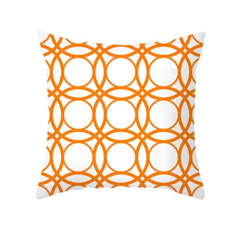 Orange Geometric Abstract Pillowcase Modern Simple Ins Style Cushion Creative Line Plant Pattern Sofa Decorative Pillow