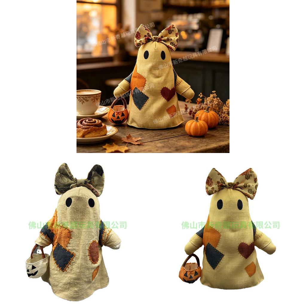 Halloween Decor Pumpkin Ghost Plush Figure With Pp Cotton Filling For Spooky Home Display