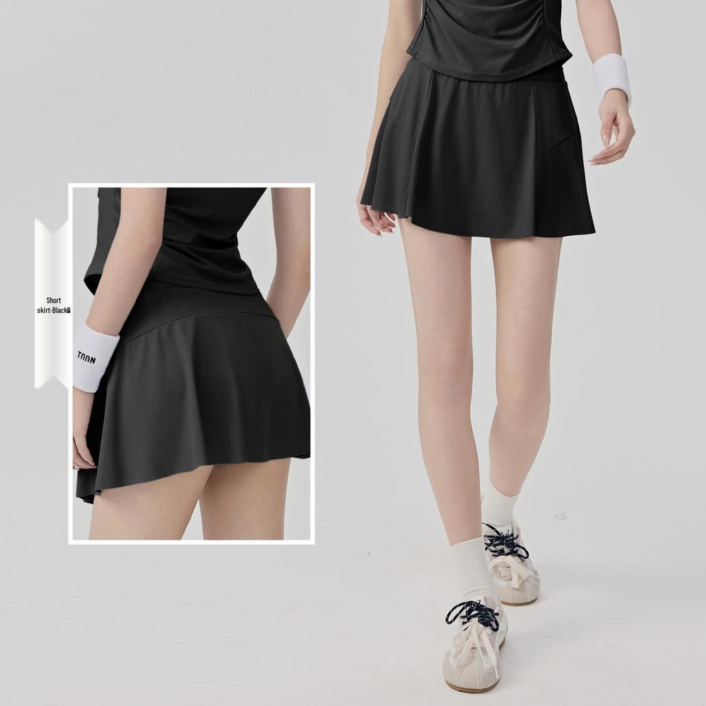 Women's Anti-Glare Tennis Skirt & Breathable Yoga Top Set: Slimming, Waist-Cinching, Casual Sportswear