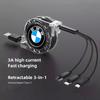 NAZF2 Three In One Data Cable USB Car Charger Head Retractable Auto Accessories For BMW Performance E46 3 5 7 Series F30 i4 X3 F10 E90