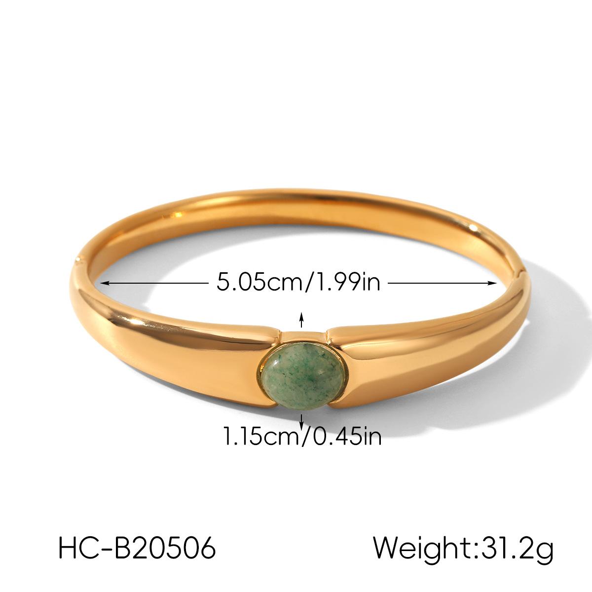 

Stainless steel bangle, fashionable minimalist versatile green aventurine tiger eye bracelet, Ins style titanium steel jewelry зелений