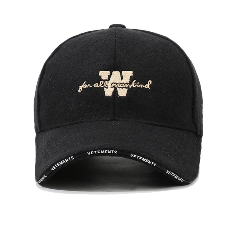 Autumn Winter Woolen Baseball Cap Embroidered Letter Cap Men's Thick Warm Cap
