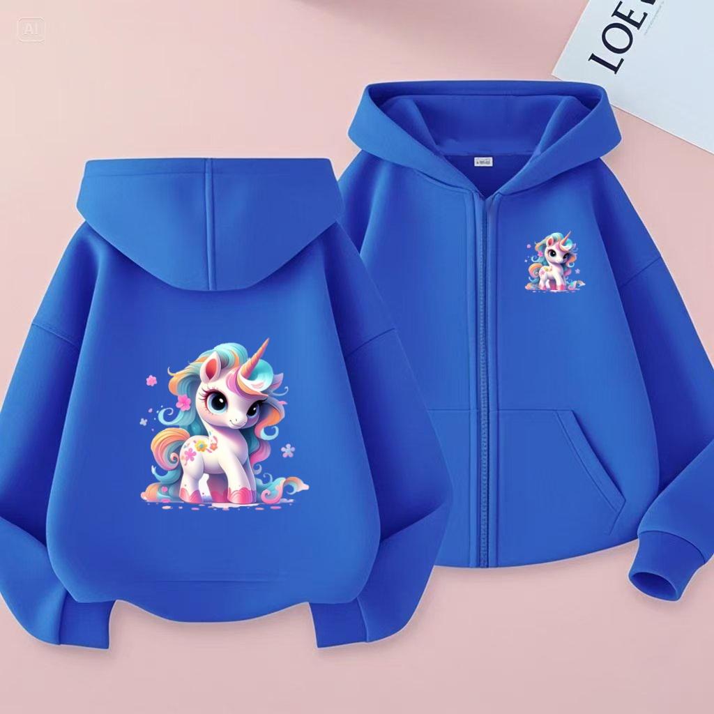 Girls Boy Leisure Sweatshirt Coat Children's Pretty Girl Pink Gift Charming Unicorn Cardigan Hoodies Kawaii Zipper Style