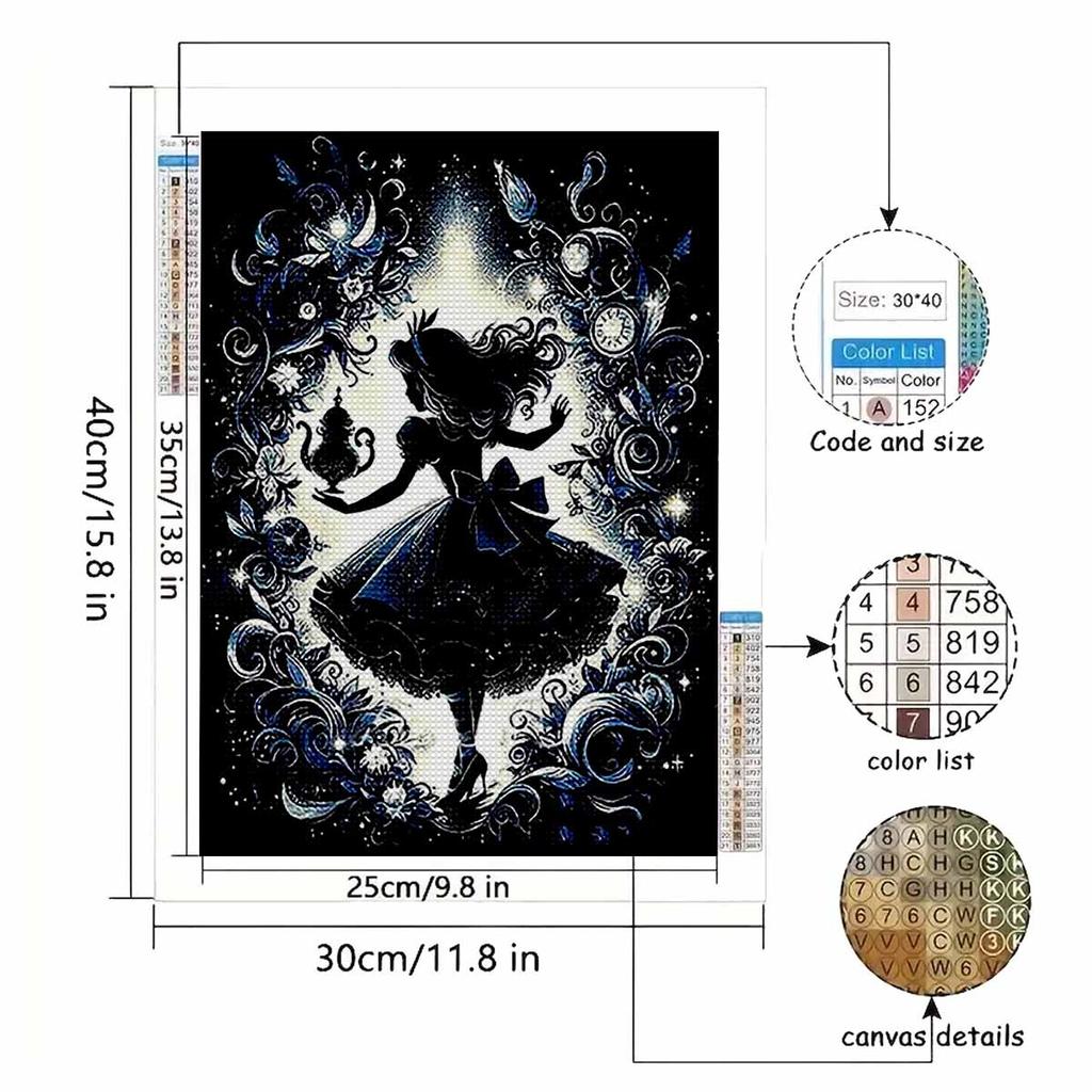 5D Diy Diamond Painting Alice In Wonderland Full Drill Rhinestones Mosaic Embroidery Handmade Products Home Decor Gift