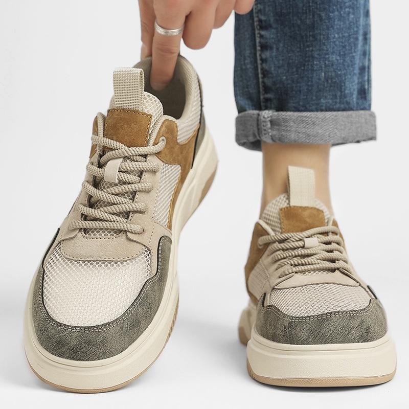 22 summer new breathable thin mesh deodorant mesh shoes heightening casual sports board shoes