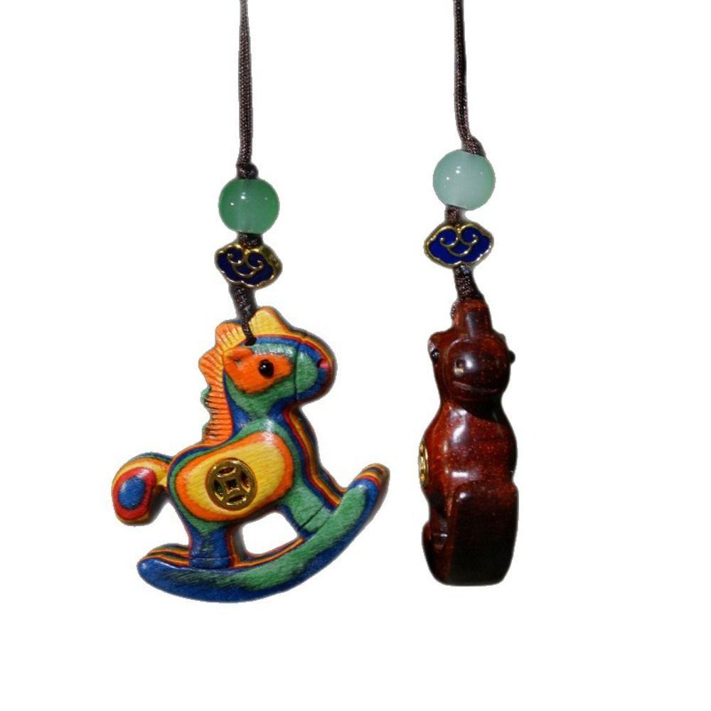 Traditional Horse Keychain Wooden Horse Pendant Backpack Ornaments Car Keychain  Bag Decoration