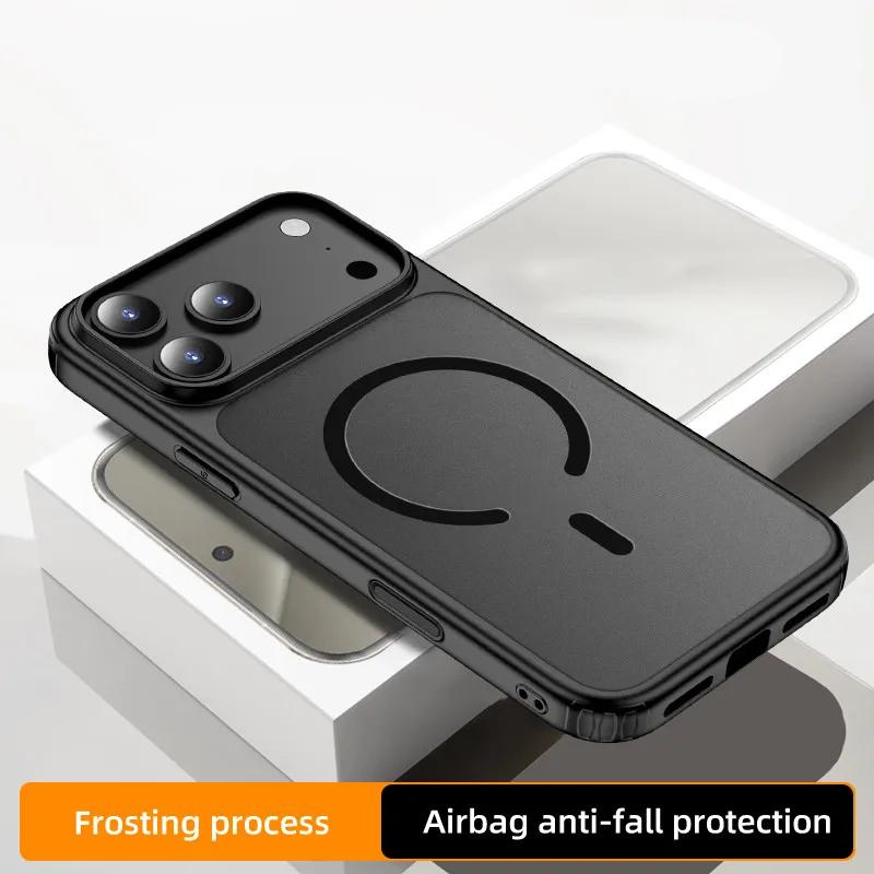 Custodia Magnetica Premium Opaca Antiurto per IPhone 17 Air 16 15 14 Plus Pro Max Copertura Corazza Robusta con Sensazione di Pelle
