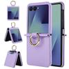 Leather Wallet Phone Case with Card Slot And Ring for Samsung Galaxy Z Flip 7 FE 6 5 4 Flip7 Flip6 Flip5 Flip4 Holder Cover