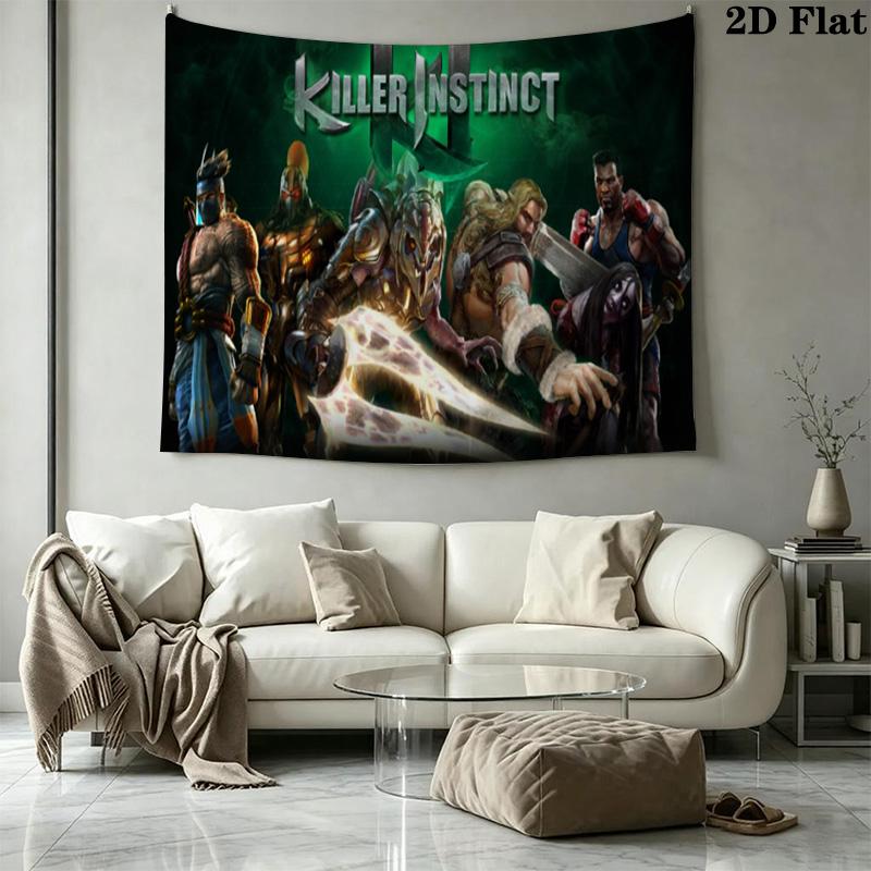 KILLER INSTINCT Wall Tapestry Aesthetic Wall Hanging Printed Fabric Blanket Decorative Tapestries for Bedroom Living Room Home Decor