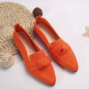 Women's Pointed Toe Flying Woven Loafers, Bow Decor Slim Fit Flat Shoes, Casual Slip On Daily Ladies Single Shoes