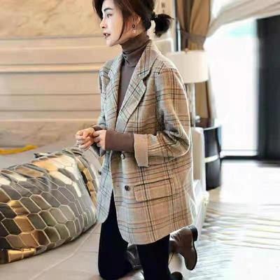 Women's Short Plaid Double-Faced Wool Coat - Korean Style, Thickened for Autumn/Winter